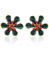 Milou Jewelry - Dark Scarlet Flower Earrings - Lyst