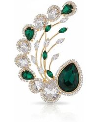 Angel Barocco - Elegant Emerald Teardrop Brooch - Lyst