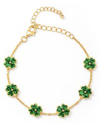 Seven Saints - Four Leaf Clover Bracelet Talisman Of Luck And Prosperity Emerald Zirconia And - Lyst