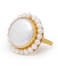 Vintouch Italy - Bianca Vermeil Pearl Stacking Ring - Lyst