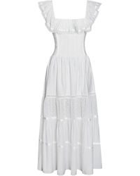 Miss Circle New York - Eden Square Neck Ruffle Trim High Wais Midi Dress - Lyst