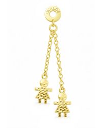 Unaloe - Plated Hammered Double Chain Drop Earrings With Family Charms Jewelry For - Lyst