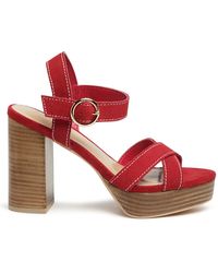 Rag & Co - Choupette Suede Leather Block Heeled Sandal In - Lyst