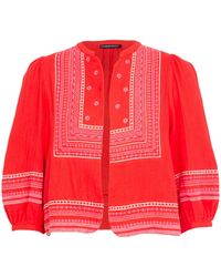 Rose & Nancy - Florence Coral Embroidered Easy Throw-On Cotton Jacket - Lyst