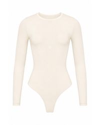 GOD SAVES QUEENS - Neutrals Second Skin Long Sleeve Crew-Neck Bodysuit Vanilla - Lyst