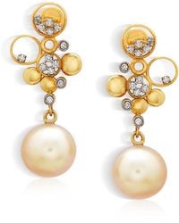 Dhwani Bansal - Fera And Diamond Earrings With South Sea Pearls - Lyst