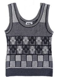 Gigi Knitwear - Lila Flower Check Tanktop, & Ivory - Lyst