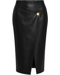 Zetaye - Riva Faux Leather Wrap Skirt - Lyst