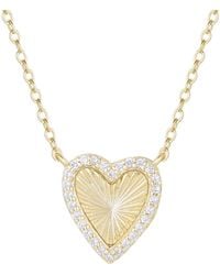 KAMARIA - Mini Fluted Heart Necklace With Crystals - Lyst