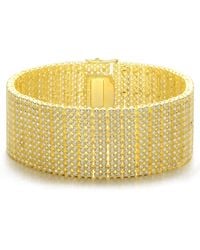 Genevive Jewelry - Genevive Sterling-Plated With Cubic Zirconia Cuff Bracelet - Lyst