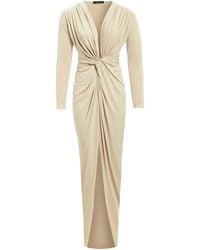 Sarvin - Neutrals Low Cut Dress Plunging Neckline - Lyst