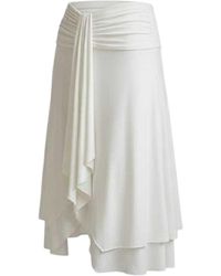 Conquista - Neutrals Elegant Layered Ivory Skirt — Soft Draping, Feminine Movement & Timeless Sophistication - Lyst