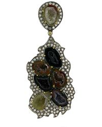 Artisan - Pave Diamond Gemstone Pendant 18k Gold 925 Sterling Silver Jewelry - Lyst