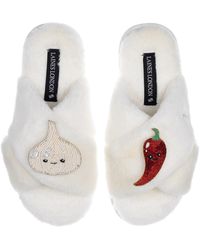Laines London - Classic Slippers With Laines Loveables Garlic & Chilli Brooches - Lyst