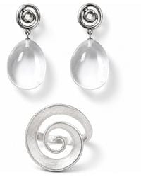 Ormiro - Vortex Clear Quartz Crystal Spiral Ring & Earrings Jewelry Set - Lyst