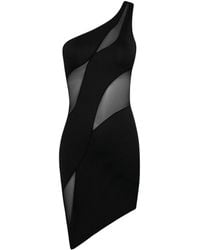 OW Collection - Curve Asymmetric Mesh Mini Dress - Lyst
