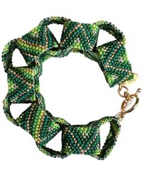 Iliana Arrazola - Bold Chunky Link Bracelet, Glass Beads, Beaded Jewelry - Lyst