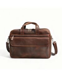 Touri - Genuine Leather Briefcase With Large Front Pockets - Lyst