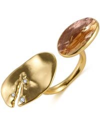 Rare Matters Jewelry - Floating Stone Peach Glass Huggie Ring - Lyst