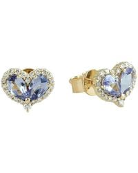 Artisan - 14K Heart Tanzanite & Diamond Halo Stud Earrings - Lyst