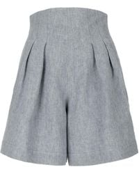 Jana Coshè - Stone High Waist Linen Pleated Shorts - Lyst