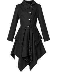 Metamorph - Woolen Asymmetric Long Coat With Statement Pockets - Lyst