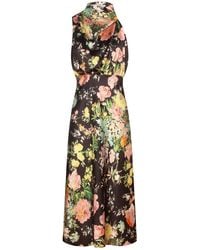 Urban Touch - Asymmetric Satin High-Neck Midi Dress - Lyst
