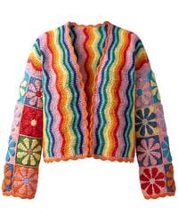 Ana Chic - Stripe Handmade Crochet Cropped Cardigan - Lyst