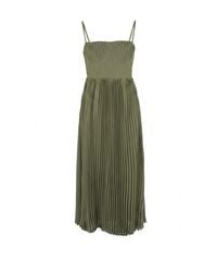 Modenaire - Pleated Bustier Maxi Dress With Adjustable Straps And Smocked Back - Lyst