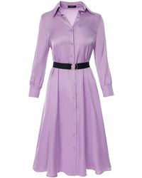AVENUE No.29 - Midi Shirt Dress With Leather Belt - Lyst