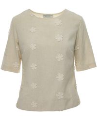 Silvia Serban - Neutrals 3D Flowers Blouse - Lyst