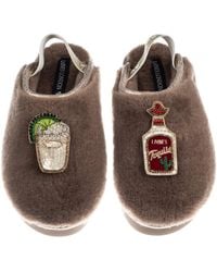 Laines London - Neutrals Flatform Cloud Closed Toe Slippers With Tequila Slammer Brooches - Lyst