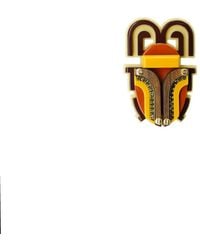 Gissa Bicalho - Handmade Acrylic Brooch Scarab Deco Kahki - Lyst