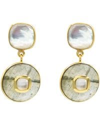 Marcia Moran - Inelda Earrings Labradorite And Mother Of Pearl - Lyst