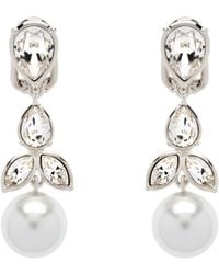 Emma Holland Jewellery - Platinum Crystal & Pearl Drop Clip Earrings - Lyst