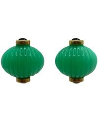 Michael Nash Jewelry - Luisa Carved Jade And Onyx Resin Omega Pierced Earrings - Lyst