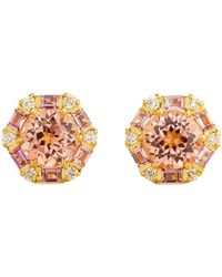 Juvetti - Melba Earrings Set With Padparadscha Sapphire, Sapphire & Diamond - Lyst