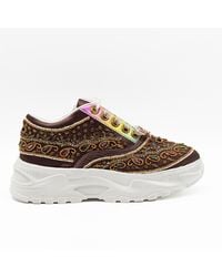 Rettrose - Isabella Luxury Mauve Satin Handmade Embellished Trainers - Lyst
