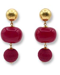 Michael Nash Jewelry - Analise Triple Burgundy Resin Drop Pierced Earrings - Lyst