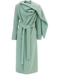 Julia Allert - Long Wrap Coat With Drape Collar Mint - Lyst