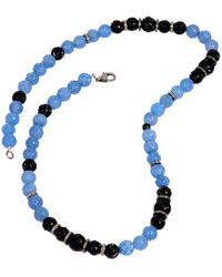 Artisan - Carved Onyx Agate Diamond 925 Sterling Silver Beaded Necklace Jewelry - Lyst