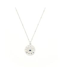 Seven Saints - Evil Eye Protection Necklace, Rhodium Over Sterling With Sapphire, Matte Finish - Lyst