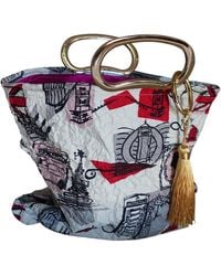 Romer Millinery - Morphy Moldable Handle Clutch Upcycled Silk Scarf London Print - Lyst