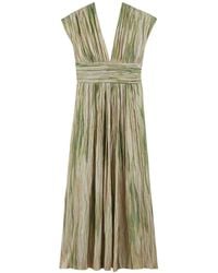 Nocturne - Printed V-Neck Midi Dress - Lyst
