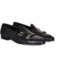 DAVID WEJ - Lorenzo Woven Monk Strap Loafers - Lyst