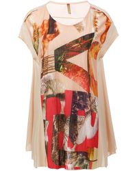 Conquista - Vibrant Collage Print Oversized Top With Cashmere Blend - Lyst