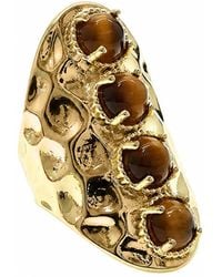 Farra - Tiger-Eye Stone Chunky Statement Ring - Lyst