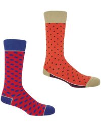 Peper Harow - Made in England - Pin Polka & Scarlet Disruption Socks Two Pack - Lyst