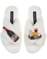 Laines London - Classic Laines Slippers With Cheese & Wine Brooches - Lyst