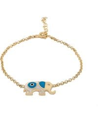 Ebru Jewelry - Wishful Elephant & Evil Eye Enamel Chain Bracelet - Lyst